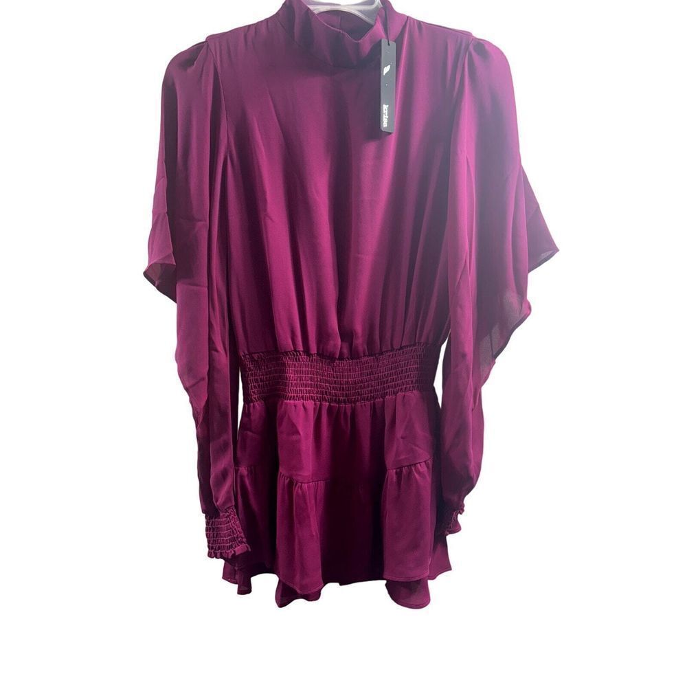 Krisa @ Revolve Mock Neck Surplice Layered Mini Dress in Reign Size XS